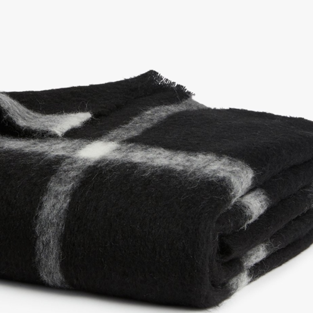 Parachute Black Windowpane Alpaca Throw
